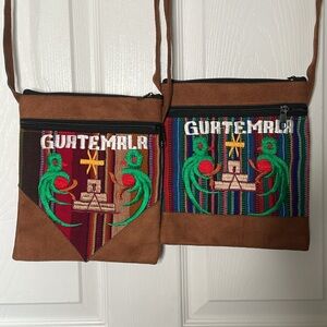 Guatemala Striped Embroidered Bird Crossbody HandBags - LOT OF 2